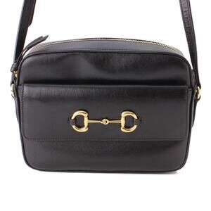 Gucci Horsebit Leather Shoulder Bag Black